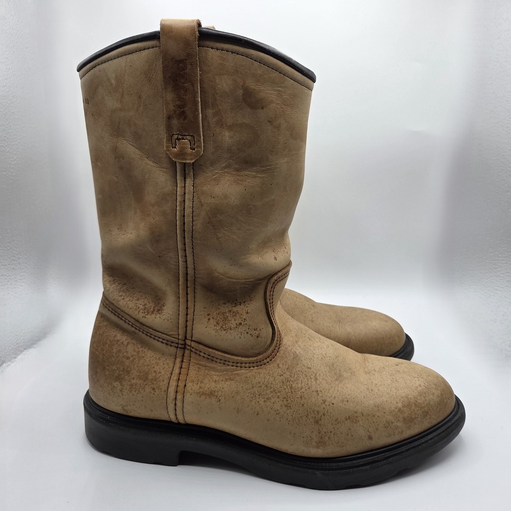 Red Wing Pecos Cobra Sole Mens 11 D Tan Leather Pull On Work Boots Made in USA
